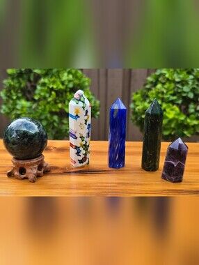 Green Crystal Sphere and Assorted Gemstone Towers Set - Home Accents